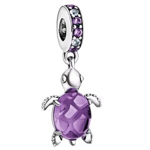 Silver and Purple Turtle Charm